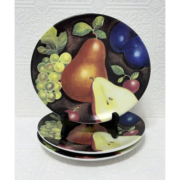 Furio Eden Fruit Pattern Oval Salad Plates Set of 3 8 Inch By 7 Inch - Picture 1 of 10